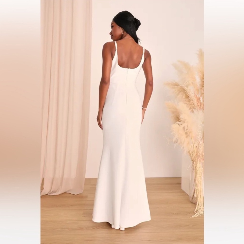 Lulus infinit glory white maxi dress Sz L nwot - Picture 2 of 4